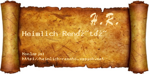 Heimlich Renátó névjegykártya